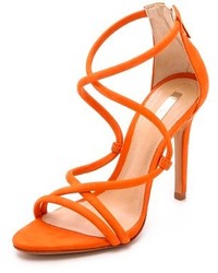 Оранжевые кожаные босоножки на каблуке от Schutz