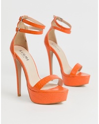 Оранжевые кожаные босоножки на каблуке от SIMMI Shoes