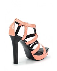 Оранжевые кожаные босоножки на каблуке от Versace Jeans