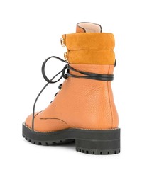 Женские оранжевые кожаные ботинки на шнуровке от Stuart Weitzman