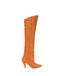 Оранжевые кожаные ботфорты от Givenchy