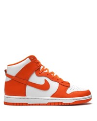 Мужские оранжевые кожаные высокие кеды от Nike