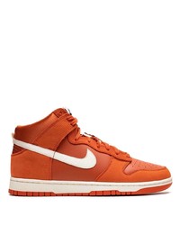 Мужские оранжевые кожаные высокие кеды от Nike
