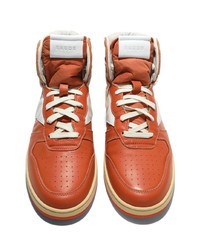 Мужские оранжевые кожаные высокие кеды от Rhude