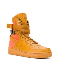 Мужские оранжевые кожаные высокие кеды от Nike