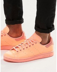 Мужские оранжевые кожаные кеды от adidas