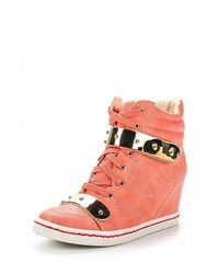 Женские оранжевые кожаные кеды