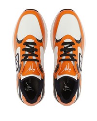 Мужские оранжевые кожаные кроссовки от Giuseppe Zanotti