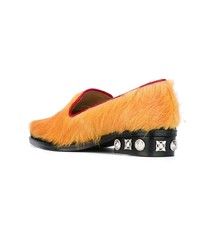 Женские оранжевые кожаные лоферы с шипами от Toga Pulla