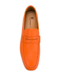 Мужские оранжевые кожаные лоферы от Moreschi