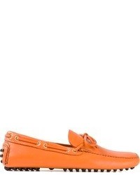 Мужские оранжевые кожаные мокасины от Car Shoe