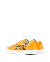 Мужские оранжевые кожаные низкие кеды с принтом от Paul Smith