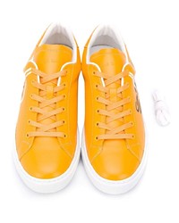 Мужские оранжевые кожаные низкие кеды с принтом от Paul Smith