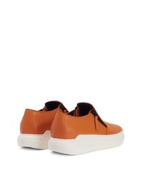 Мужские оранжевые кожаные низкие кеды от Giuseppe Zanotti