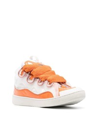 Мужские оранжевые кожаные низкие кеды от Lanvin