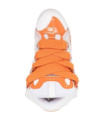 Мужские оранжевые кожаные низкие кеды от Lanvin