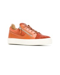 Мужские оранжевые кожаные низкие кеды от Giuseppe Zanotti Design