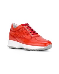 Женские оранжевые кожаные низкие кеды от Hogan