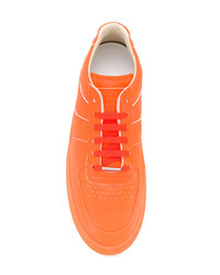 Мужские оранжевые кожаные низкие кеды от Maison Margiela