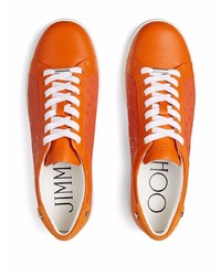 Мужские оранжевые кожаные низкие кеды от Jimmy Choo