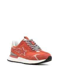 Мужские оранжевые кожаные низкие кеды от A Bathing Ape