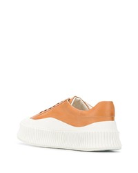 Мужские оранжевые кожаные низкие кеды от Jil Sander