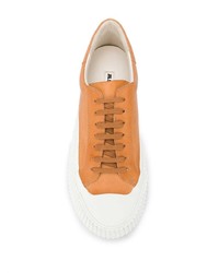 Мужские оранжевые кожаные низкие кеды от Jil Sander