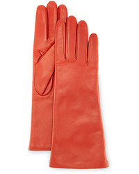 Оранжевые кожаные перчатки