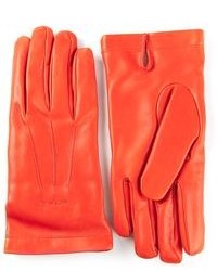 Оранжевые кожаные перчатки