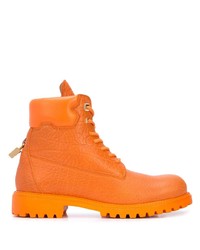 Оранжевые кожаные рабочие ботинки
