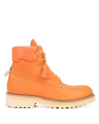 Мужские оранжевые кожаные рабочие ботинки от Buscemi