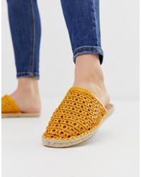 Оранжевые кожаные сандалии на плоской подошве от ASOS DESIGN
