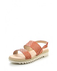 Оранжевые кожаные сандалии на плоской подошве от Caprice