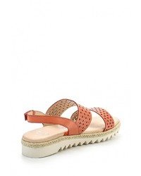 Оранжевые кожаные сандалии на плоской подошве от Caprice