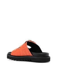 Мужские оранжевые кожаные сандалии от Moschino