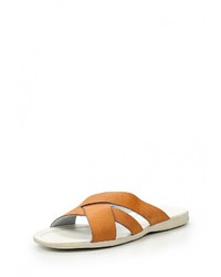 Мужские оранжевые кожаные сланцы