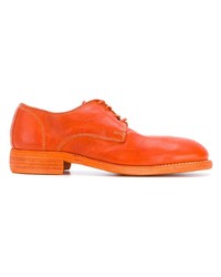 Оранжевые кожаные туфли дерби от Guidi