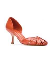 Оранжевые кожаные туфли с вырезом от Sarah Chofakian