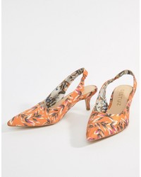 Оранжевые кожаные туфли с цветочным принтом от Gestuz