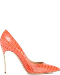 Оранжевые кожаные туфли от Casadei