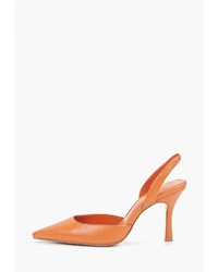 Оранжевые кожаные туфли от Mango