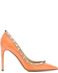 Оранжевые кожаные туфли от Valentino Garavani
