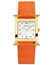 Оранжевые кожаные часы