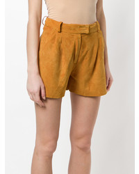 Женские оранжевые кожаные шорты от Salvatore Santoro