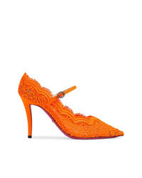 Оранжевые кружевные туфли
