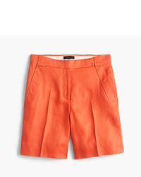 Оранжевые льняные шорты