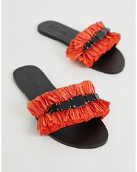 Оранжевые сандалии на плоской подошве из плотной ткани от ASOS DESIGN