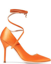 Оранжевые сатиновые туфли
