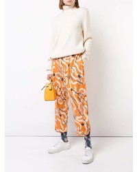 Оранжевые широкие брюки с принтом от Henrik Vibskov