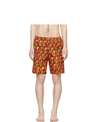 Оранжевые шорты для плавания с принтом от Palm Angels